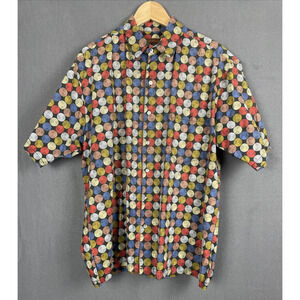 Tori Richard Shirt Men Size Large Multicolor Dots Party Edgy Geometric Fun